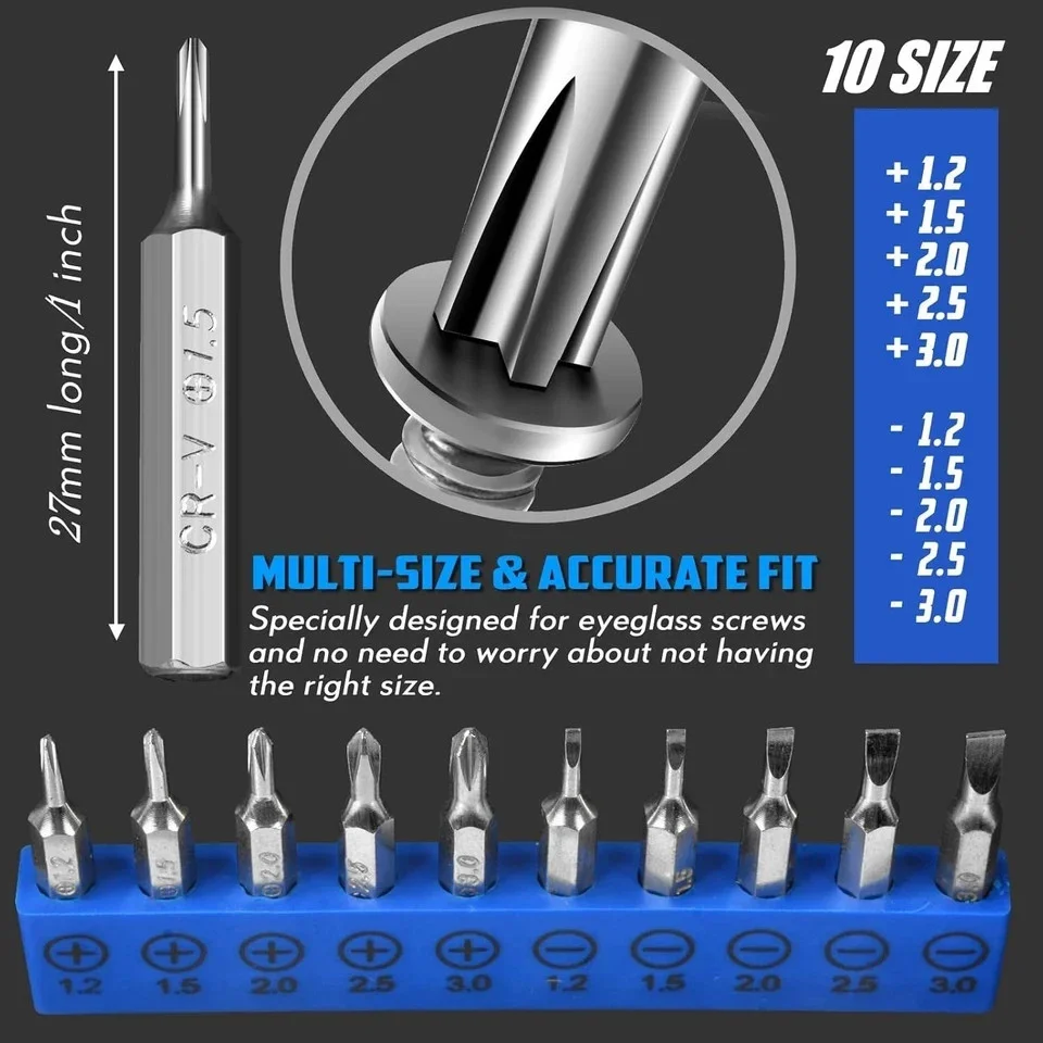 Eyeglass Sunglass Repair Kit, Magnetic Eye Glasses Repairing Tool Kit with Assor 2