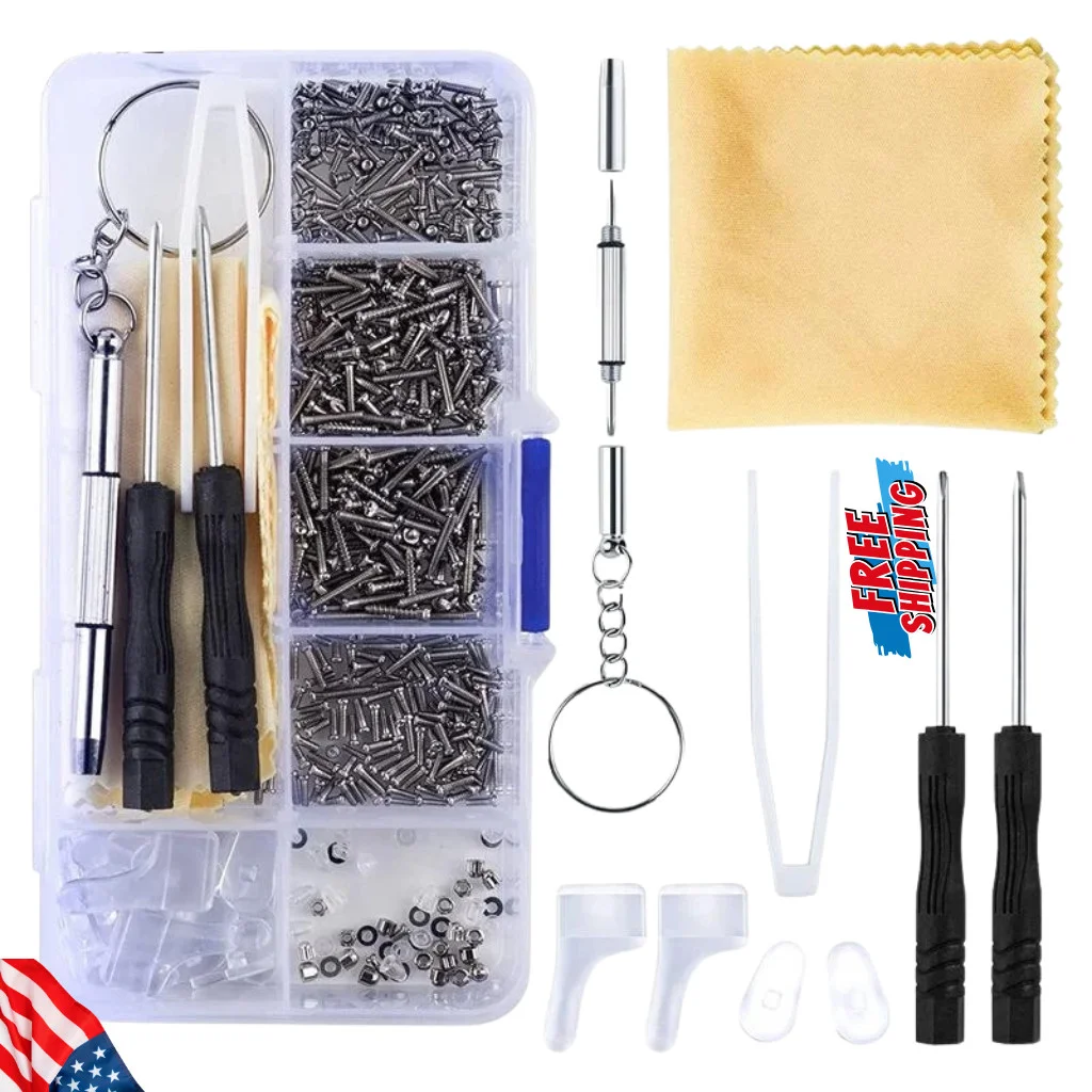 Eyeglasses Repair Kit Screws Nuts Nose Pads Sunglasses Tool Set Glasses Fix Kit