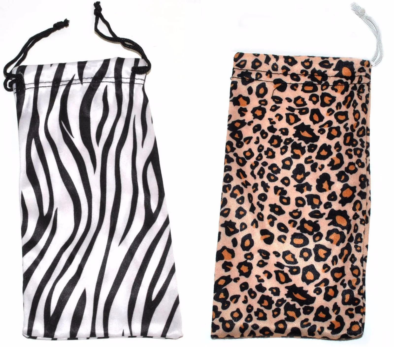 LEOPARD and ZEBRA SUNGLASSES EYEGLASSES SOFT POUCH CARRY BAG CASE (2 PIECES)