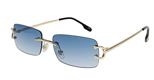 Men Classy Elegant Sophisticated Style Clear Lens Eye Glasses Gold Rimless Frame