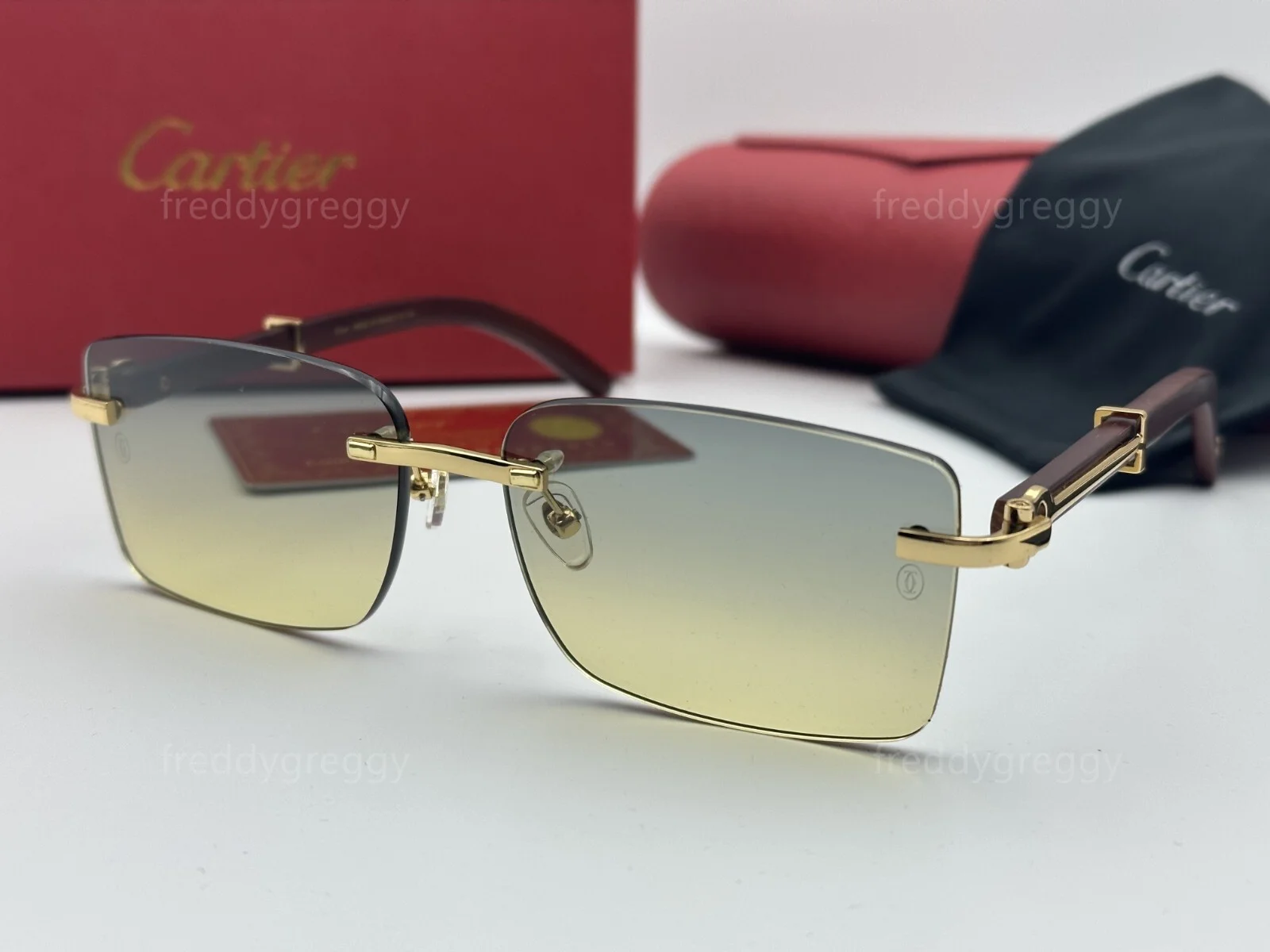 Men Cr Sunglasses Rimless Glasses Eyeglasses - Silver/Gray