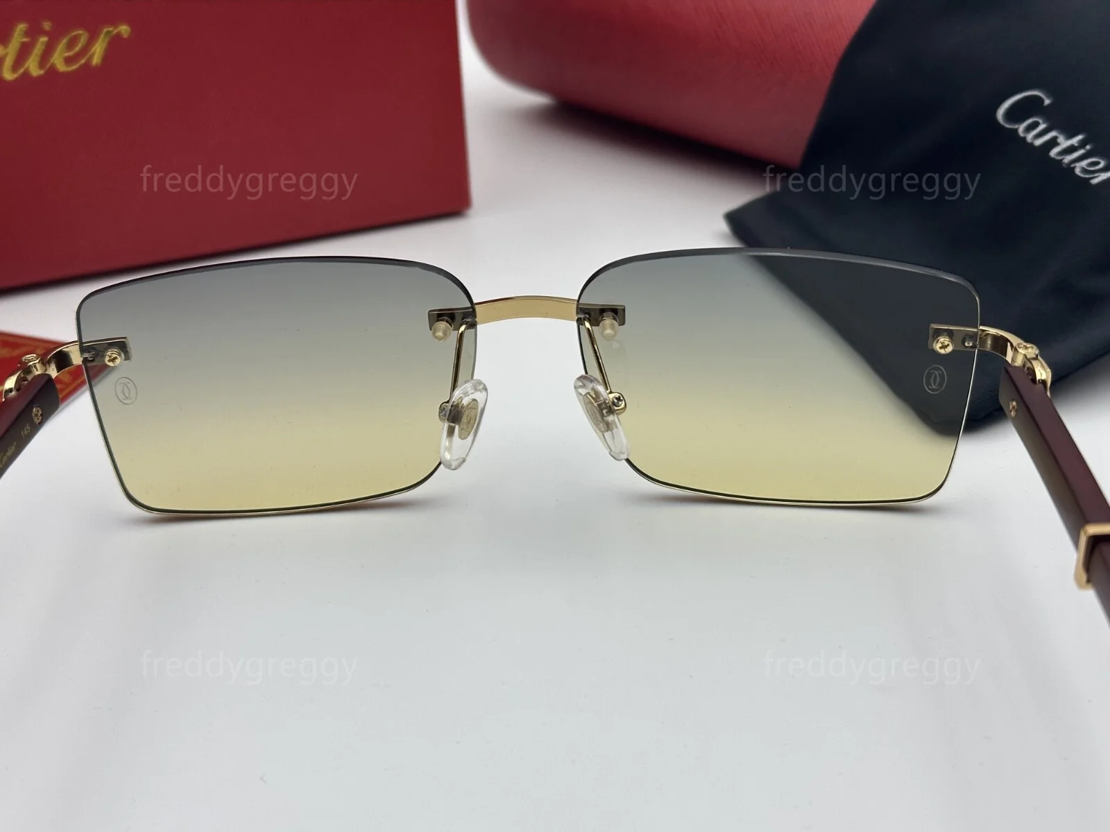Men Cr Sunglasses Rimless Glasses Eyeglasses - Silver/Gray 4