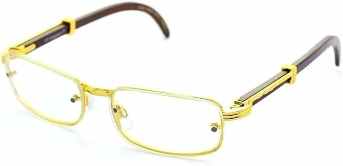 Mens Eye Glasses Clear Lens Rimless Small Reflective Square Silver Frame Fashion 4