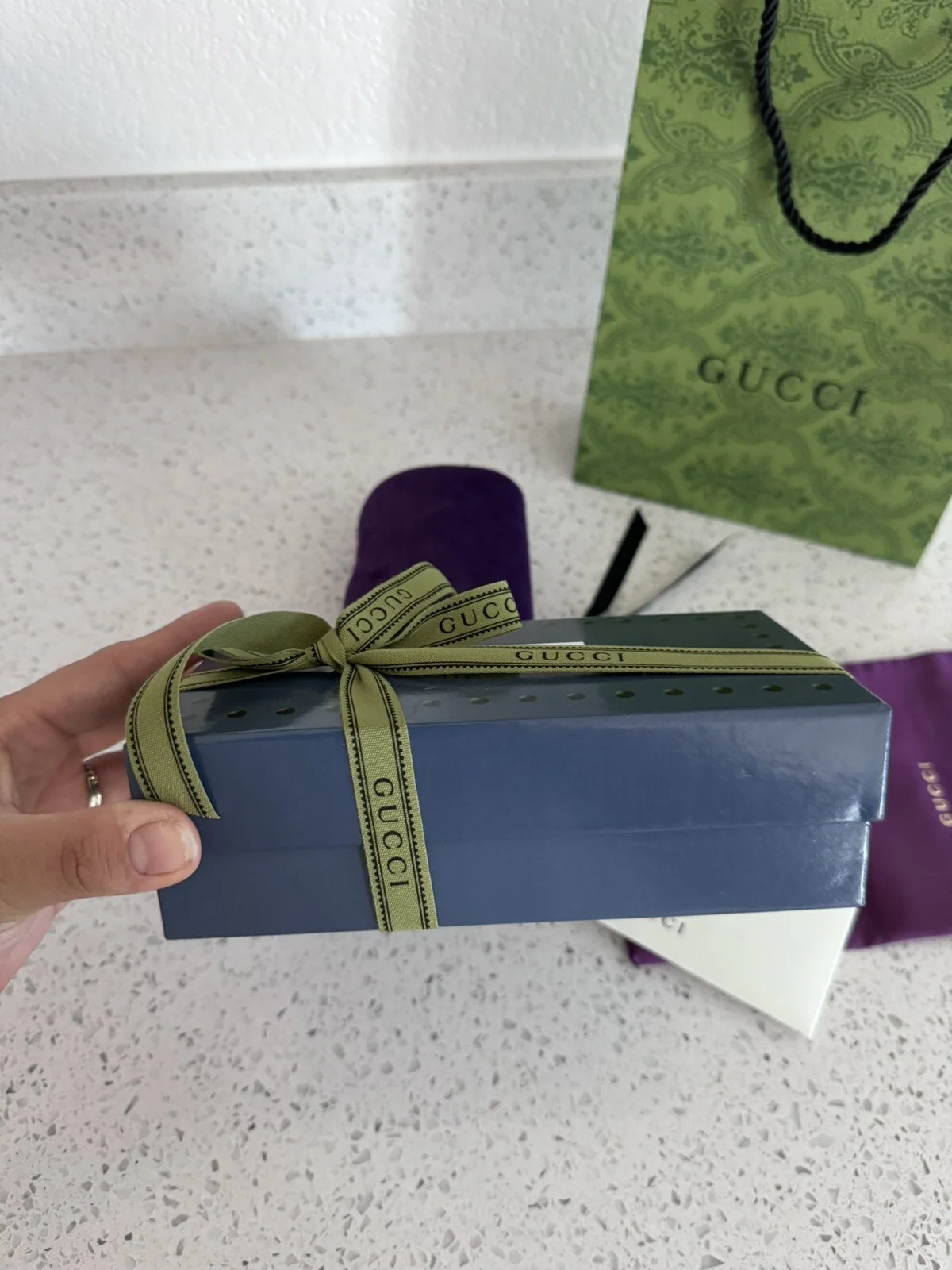New Gucci Sunglasses Eyeglasses Case Purple Eyewear Case W Box And Shopping Bag 2
