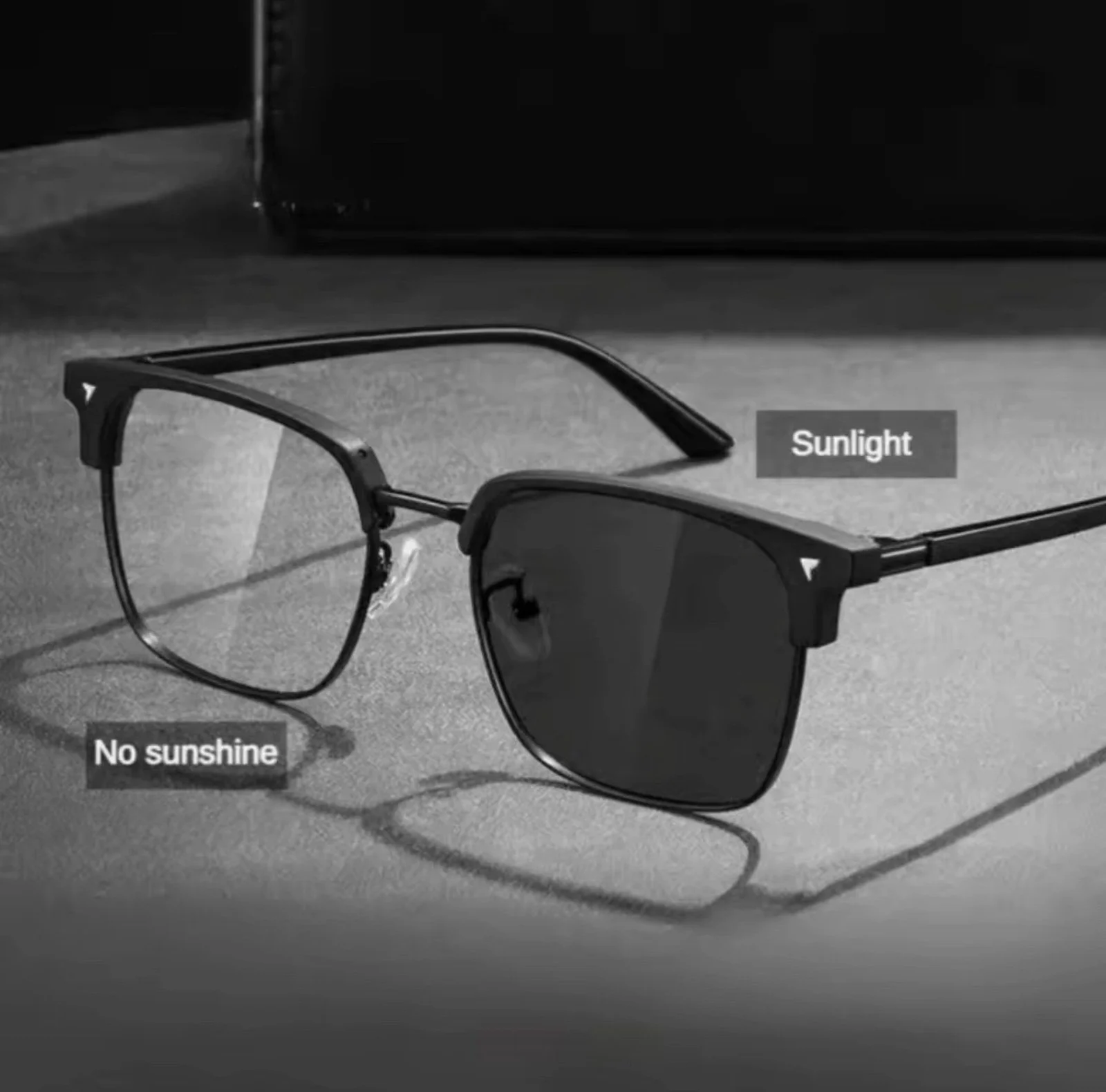 Photochromic Frameless Eyeglasses for Men Fashion Glasses Anti Radiation Eye Sun