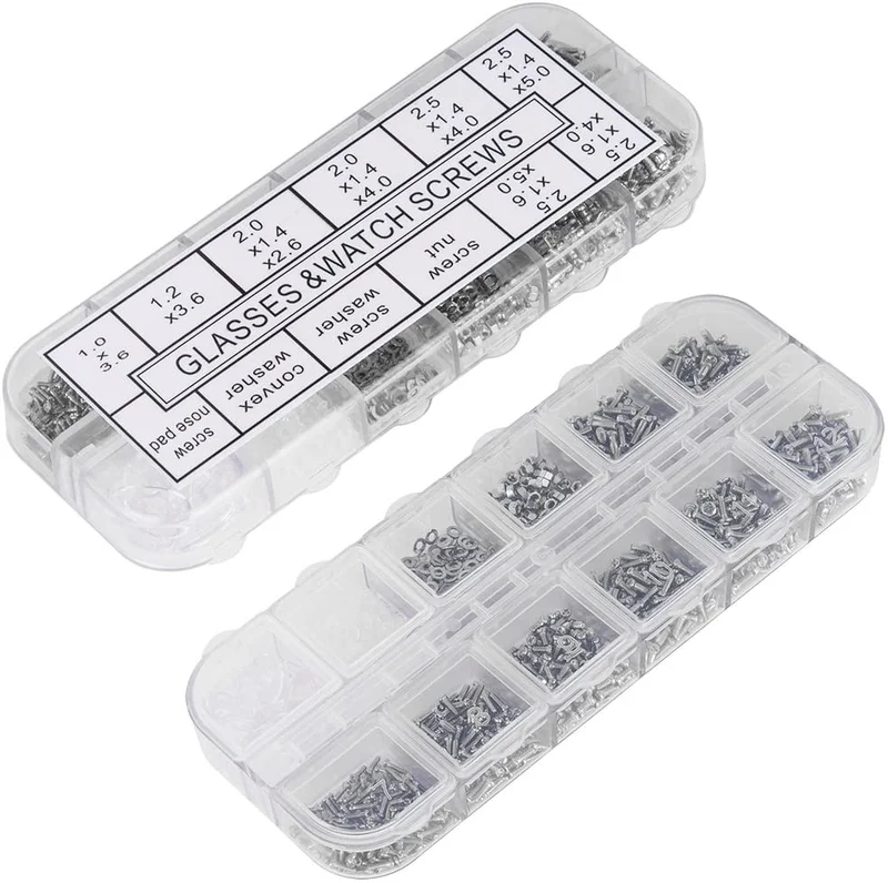 Sunglasses Eyeglasses Repair Kit, 1100PCS Tiny Stainless Steel Screws 5 Pairs 3