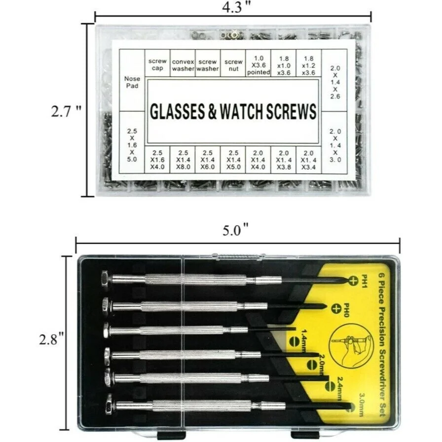 Sunglasses Repair Kit Eyeglass Screws Glasses Screwdriver Tool Set for Rayban 2